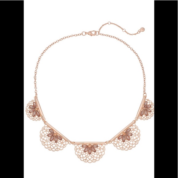 Rose Gold Tone five Disc Necklace with stone - Picture 2 of 8